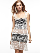 Transparent en ivoire 95 % coton 5 % Polyester Womens Crochet haut
