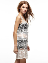 Transparent en ivoire 95 % coton 5 % Polyester Womens Crochet haut