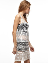 Transparent en ivoire 95 % coton 5 % Polyester Womens Crochet haut