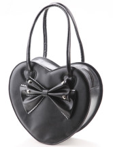 Purple Sweet Lady Heart Shaped PVC PU Womens Tote Bag