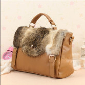 Belle fausse-fourrure PU boucles Womens sac