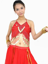 Rouge imité soie Sequin Bra Belly Dance