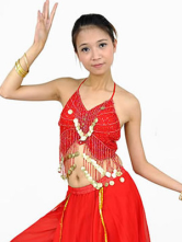 Rouge imité soie Sequin Bra Belly Dance