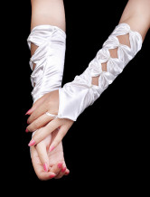 Best Ivory Satin Beaded Wedding Gloves For Brides