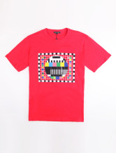 Unique Red Printing Round Neck Short Sleeves 100% Cotton Mens T-Shirt