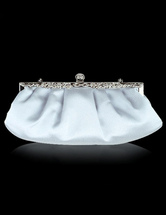 Weiße Damen Clutch aus Satin mit Kisslock