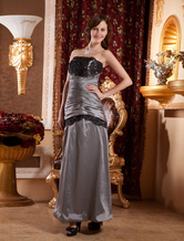 Elegant Strapless Pleated Beading Taffeta Ball Gown