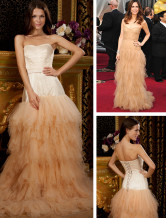 Champagne Net Sweetheart A-line Kristen Wiig Oscar Dress