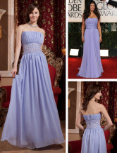 Charming Purple Chiffon Strapless Sweep Train Oscar Dress