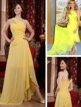 Daffodil Chiffon One Shoulder A-line Sweep Women's Celebrity Dress