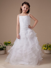 Fantastic White Satin Flower Girl Dress