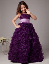 Spaghetti Sash Ball Gown Satin Organza Flower Girl Dress