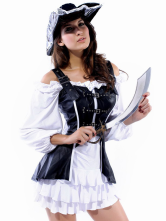 Disfraz de pirata de PU de acrílico blanco y negro