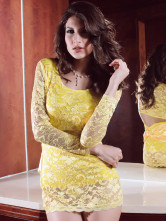 Gorgeous Sexy Yellow Lace Womens Sexy Dress 