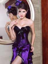 Purple Black Feather Spandex Womens Sexy Corset