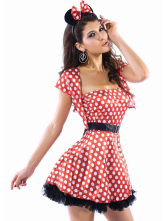 Cute Red Acrylic Spandex Womens Fantasy Costume