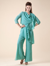 Vestito per la mamma della sposa verde prato chiffon 