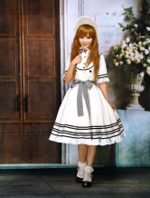 Beige White Cotton Sweet Lolita Dress