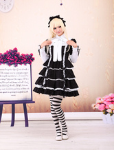 Cotton Black Lace Short Sleeves Gothic Lolita Dress