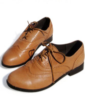 Yellow Sheepskin Pointed Toe Lace-up Oxford Shoes
