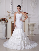 Fabulous White Taffeta Sweetheart Mermaid Trumpet Wedding Dress