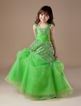 Gorgeous Green Net Sweetheart Floor Length Girls Pageant Dress 