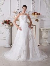 Lace Ivory Satin Net Strapless Ball Gown