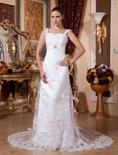 Sheath Column Sweetheart Applique Beading Lace Satin Pongee Wedding Dress