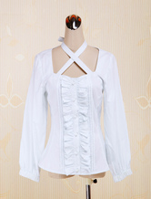 Cotton White Lace Long Sleeves Lolita Cotton Blouse