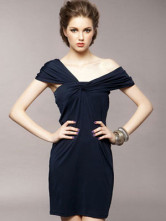 Sexy Royal Blue Cotton Sleeveless Women's Party Dress