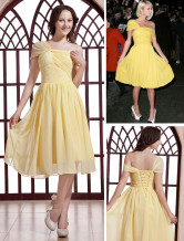 Paris Hilton Fashion Daffodil Satin Chiffon Celebrity Dress