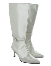 Ivory Satin Knee High Wedding Boots