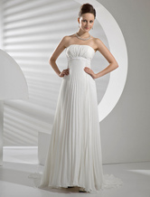 A-line Strapless Empire Waist Chiffon Bridal Dress