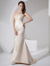 Informal Sheath Strapless Floor Length Satin Wedding Dress