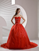 Red Satin Organdie Wedding Dress