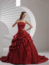 Red Satin Pick-up Wedding Dress