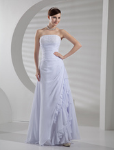 White Chiffon A-line Wedding Dress