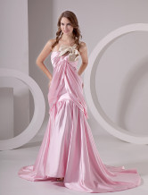 Beautiful Pink Elastic Woven Satin Sweetheart A-line Sweep Evening Dress