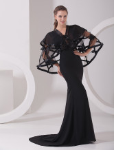 Black Chiffon V-Neck Mermaid Trumpet Ladies Evening Dress