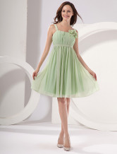 Modern Light Green Square Neckline A-line Chiffon Womens Homecoming Dress 