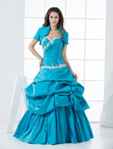 Adorable robe de bal de princesse bleue en taffetas pour bal des finissants