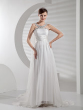 Robe de mariage de la mode ligne-A blanche autour du col en mousseline de soie