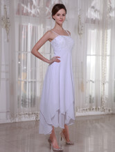 White Satin And Chiffon Empire Waist Wedding Dress