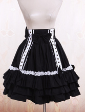 Black Cotton Pleated Lolita Skirt
