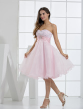 Cute Pink Sweetheart Neckline Tulle A-line Womens Homecoming Dress 