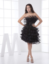 Noble Black Strapless Tulle Womens Homecoming Dress 