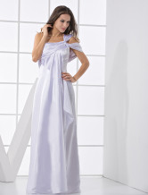 Particular Ivory Elastic Woven Satin One Shoulder Prom Dress