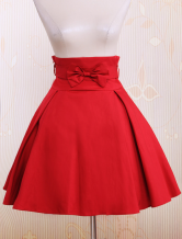 Semplice Dark Red Bow Cotton Skirt Lolita