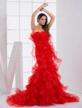 Attractive Red Organza A-line Sweetheart Sweep  Mardi Gras Dress