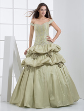Off-The-Shoulder Beading Embroidery Taffeta Ball Gown Dress